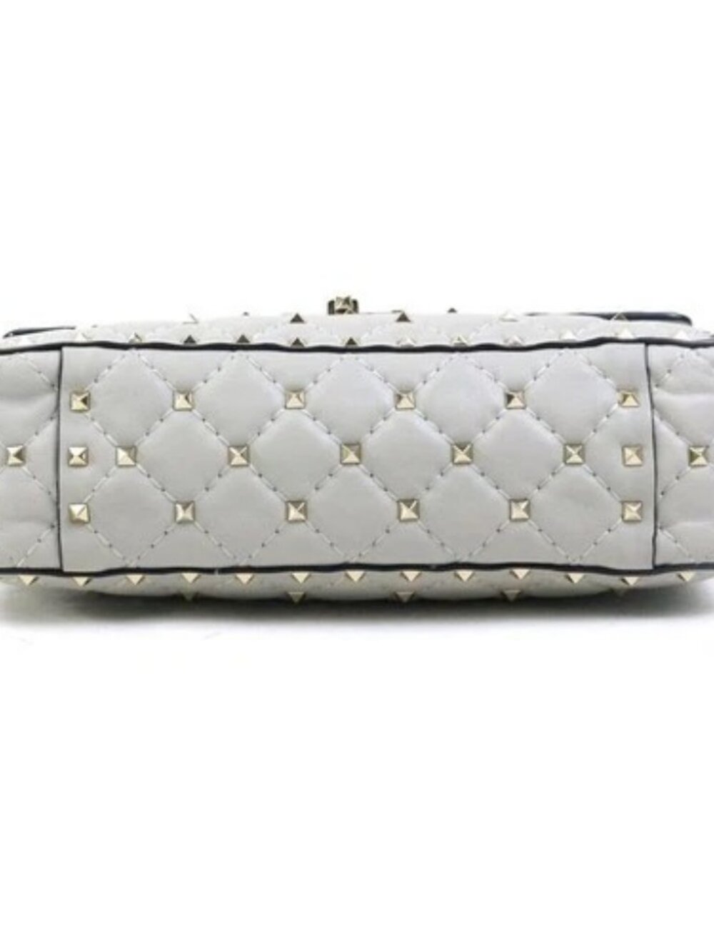 Auth Valentino Garavani Rockstud Handbag Shoulder Bag Light Gray/Gold - e61152g - Picture 4 of 16